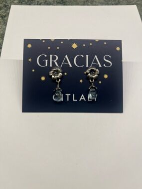 Citlali Joyas Auquamarine Blue Mexican Silver Floral Earrings